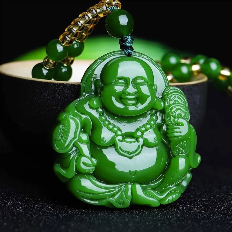 Men'S Fashion Usa - Cinese Verde Giada Buddha Maitreya Collana