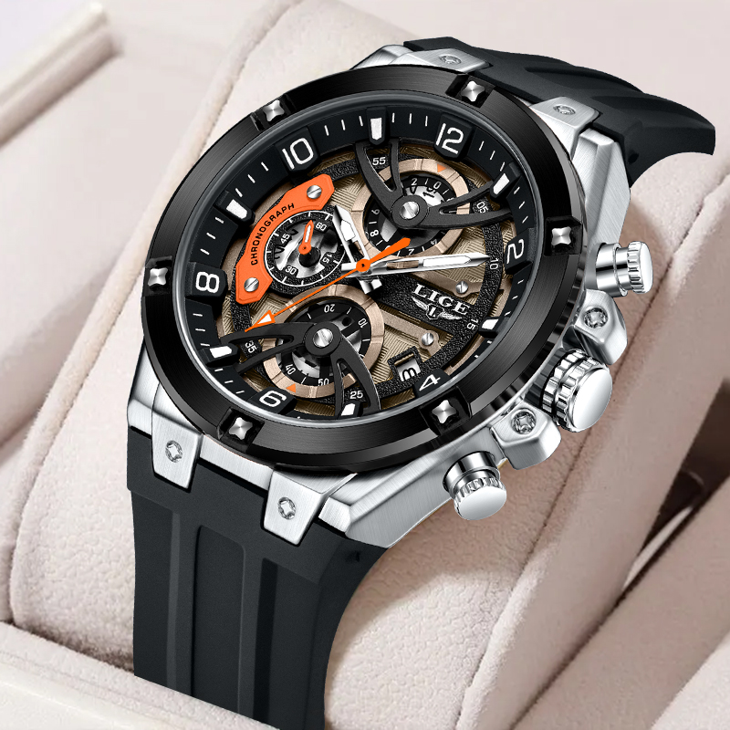 Men'S Fashion Box - LIGE Orologio da uomo al quarzo