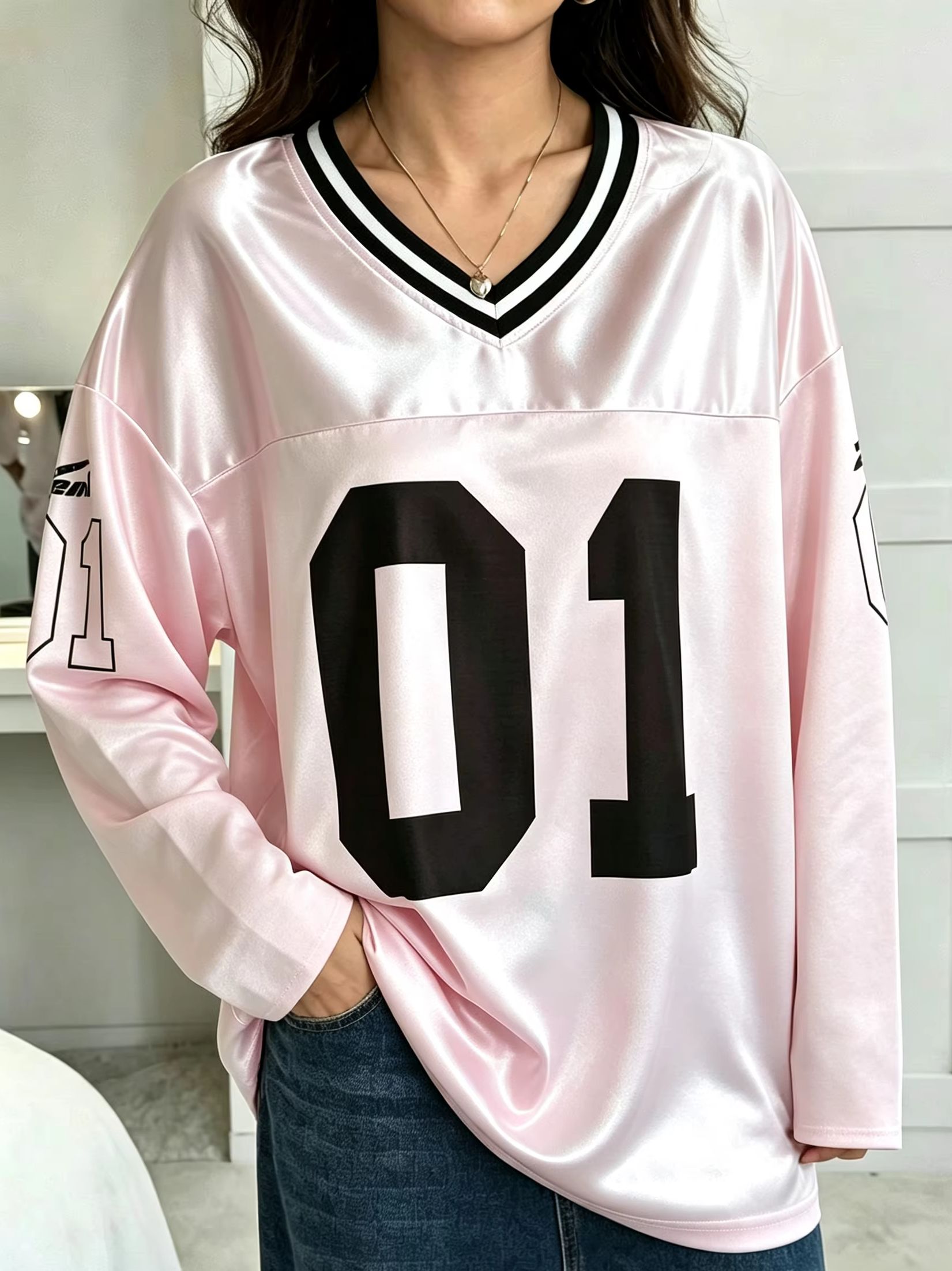 Men'S Fashion Usa - Maglietta a Maniche Lunghe Oversize Vintage