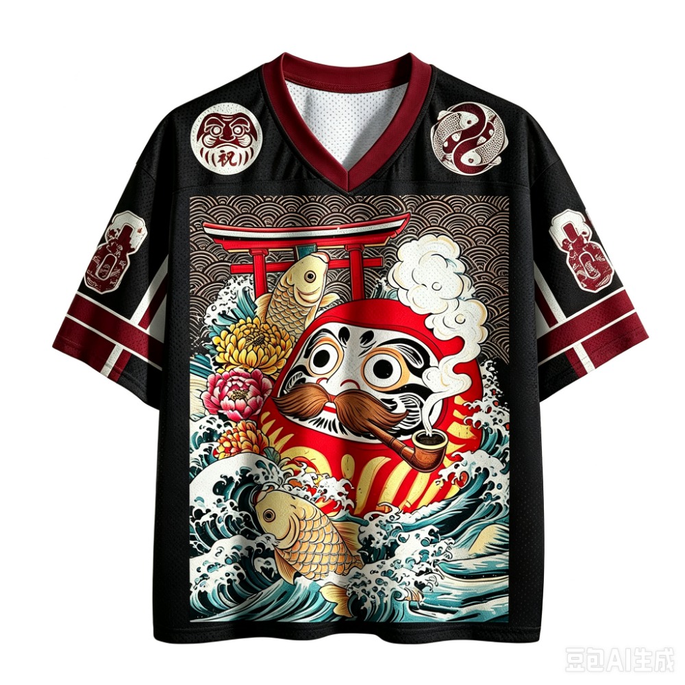 Men'S Fashion V Neck T Shirts - Dharma Koi Ukiyo-e T-shirt Sportiva Traspirante