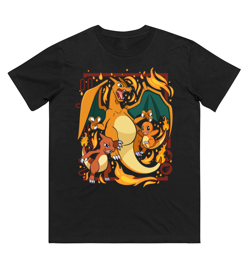 Men'S Fashion Evolution - Pokémon Charmander Evolution T-shirt in puro