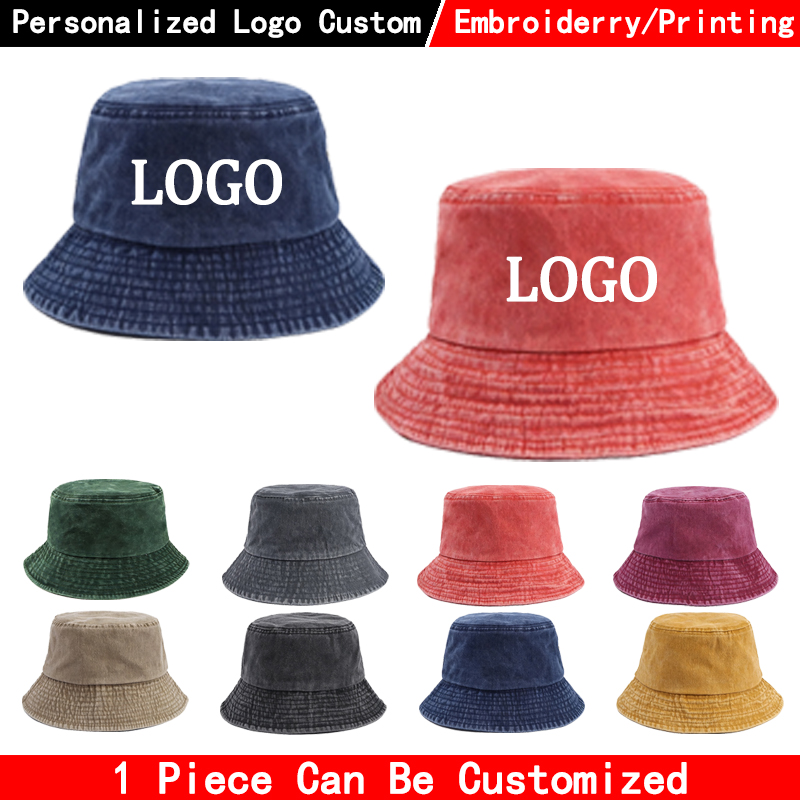 Men'S Fashion Logo - Cappello da pescatore in denim con