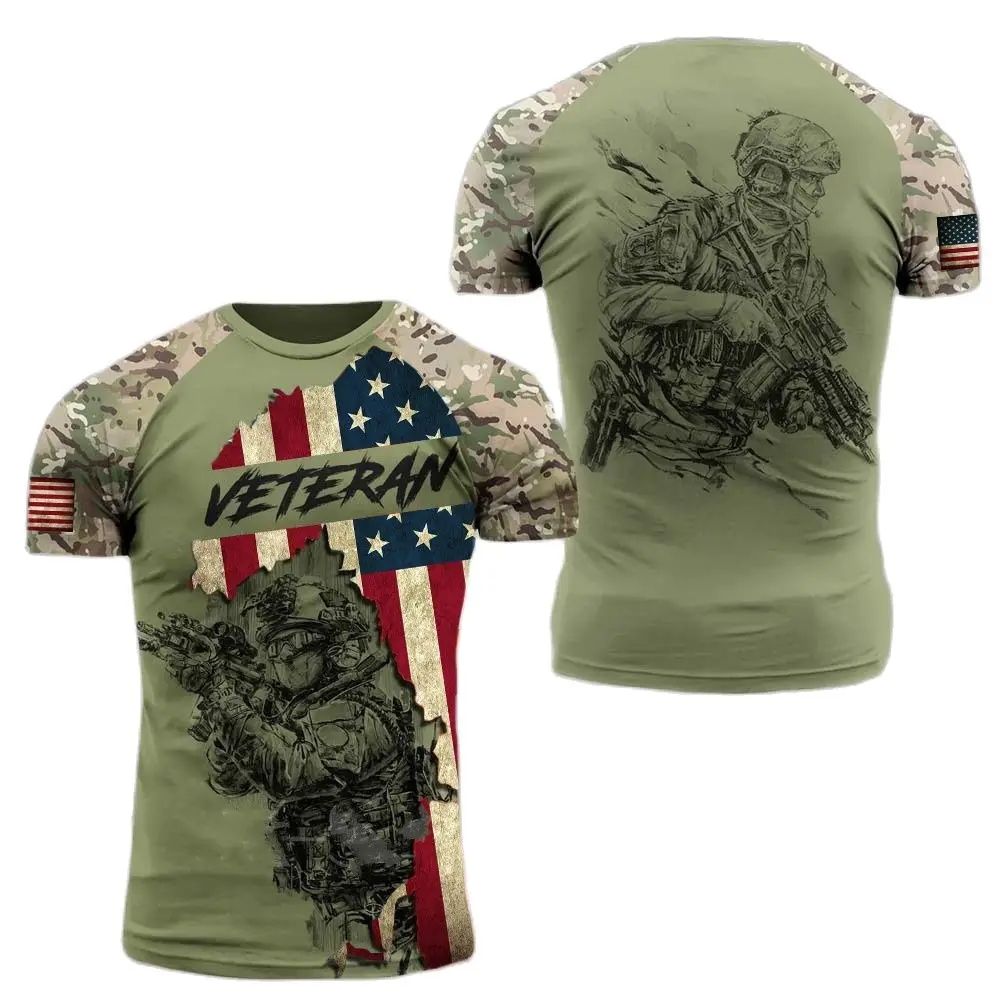 Military Shirt Men - Estate nuova maglietta da uomo stampata