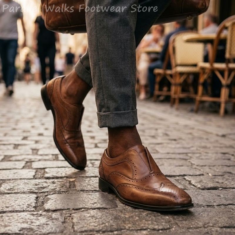 Oxford Shoes Brogue - Scarpe Brogue da Uomo in Pelle