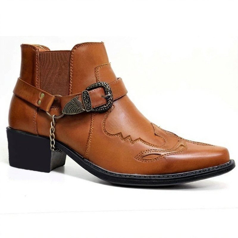 Men Fashion Vintage - Stivali da cowboy vintage da uomo,